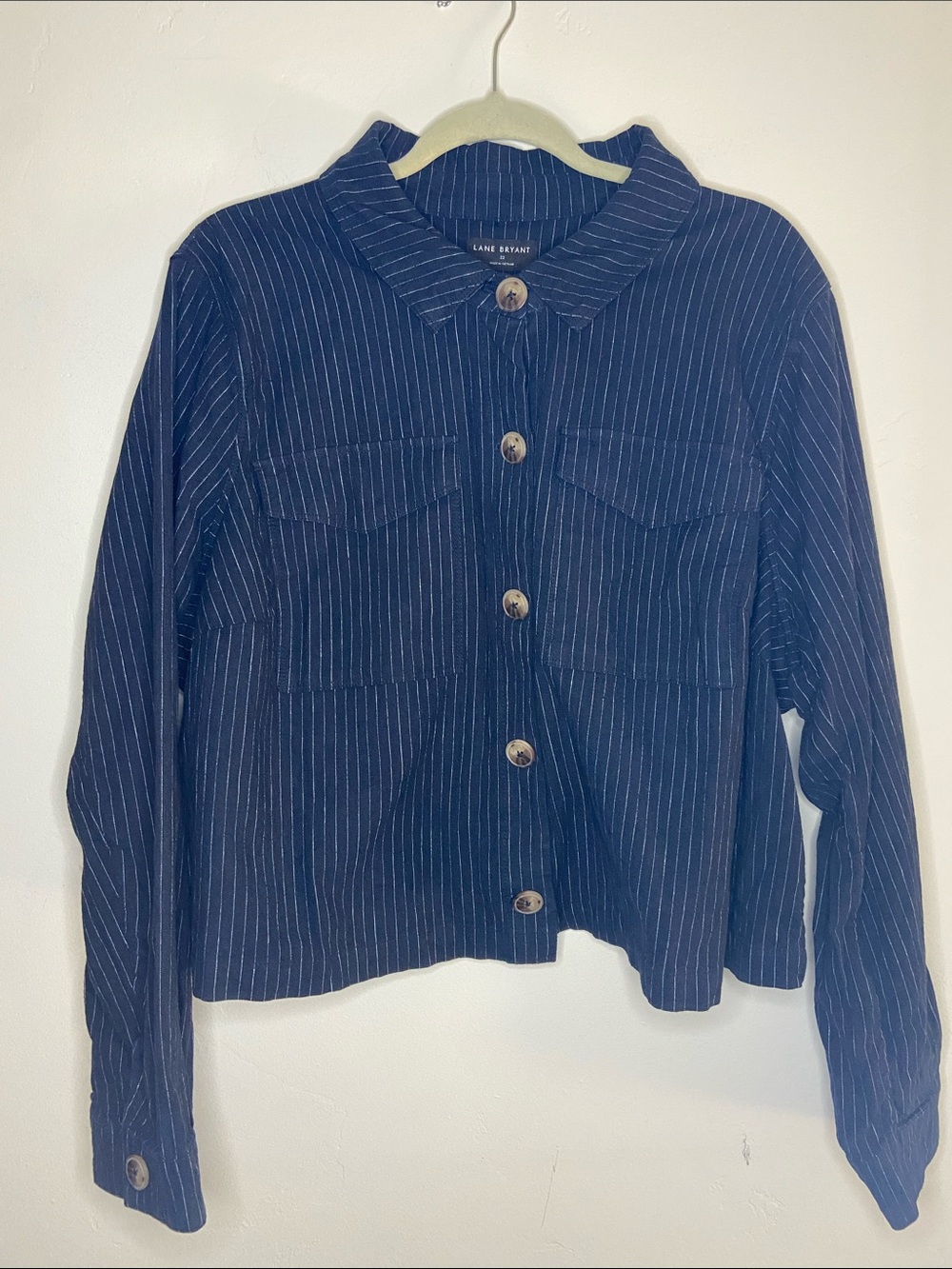 Lane Bryant Navy Pinstripe Sport Coat Blazer